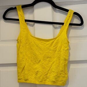 Anthropologie Bright Yellow Embroidered Crop Tank